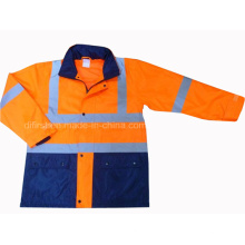 De alta visibilidad de dos tonos de seguridad chaqueta de seguridad Parka Rain Coat (dfj1016)
